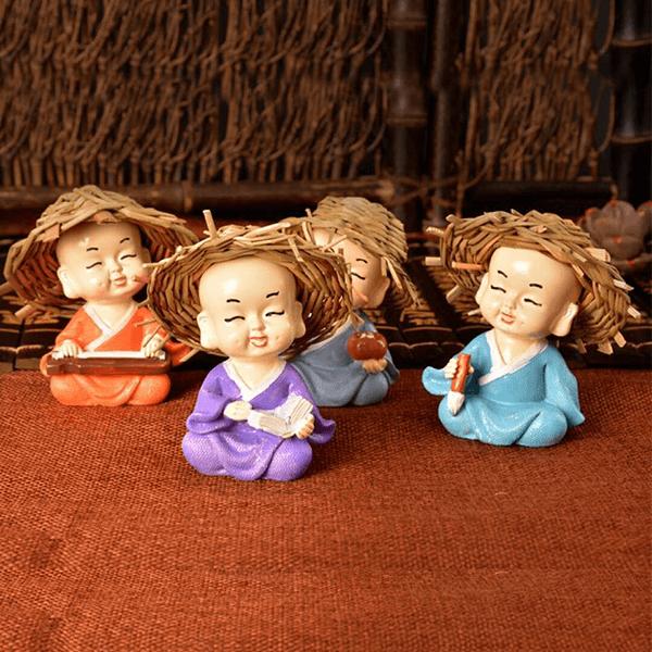 Tượng 4 chú tiểu CẦM KỲ THI HỌA (đặt taplo ô tô - quà tặng - để bàn)