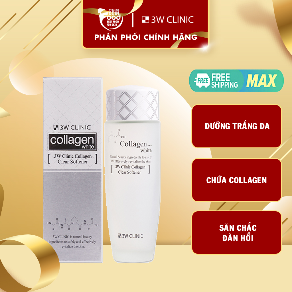 Nước Hoa Hồng Làm Sạch & Dưỡng Trắng Da 3W Clinic Collagen Clear Softener