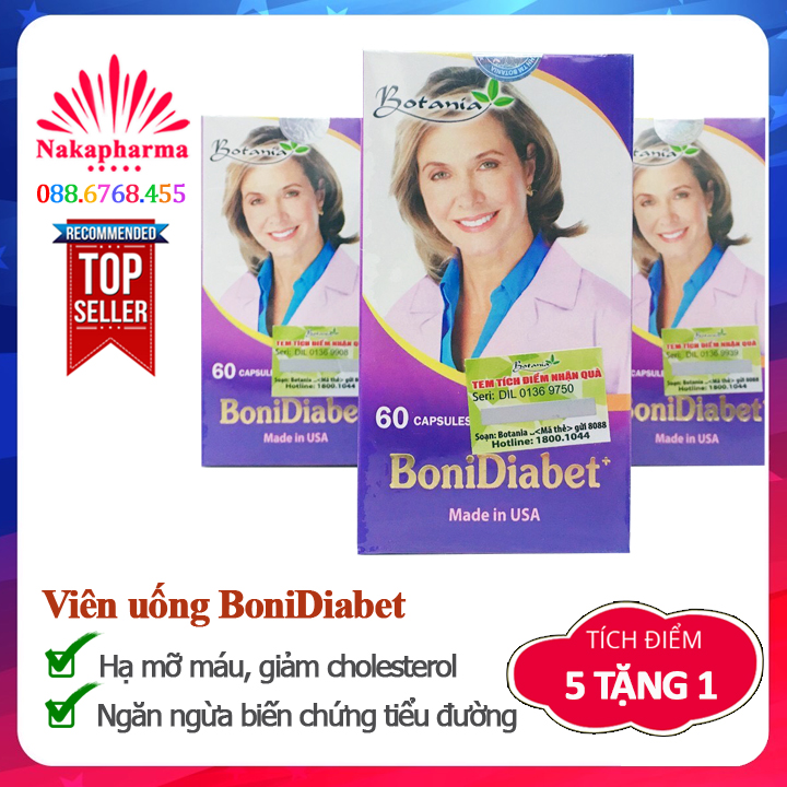[5 TẶNG 1] BoniDiabet – Phòng ngừa biến chứng tiểu đường, đái tháo đường, giảm mỡ máu, cholesterol - Boni Diabet