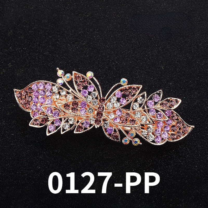 Colorful Headdress Rhinestone Butterfly Hairpin Spring Clip Elegant Ladies Hair Accessories