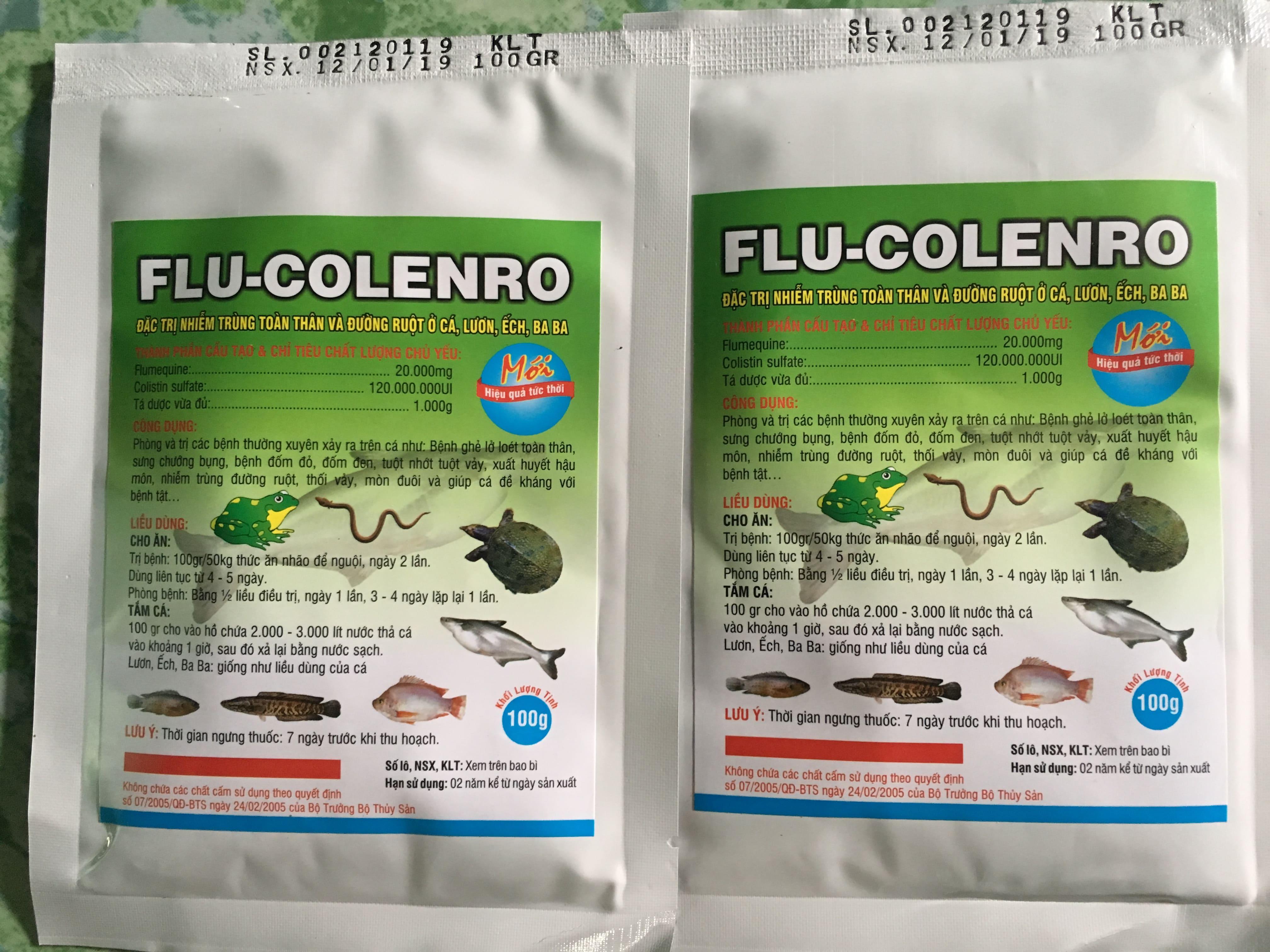 combo 10 gói flucolenro đặc tri các bệnh trên cá lươn ếch baba...