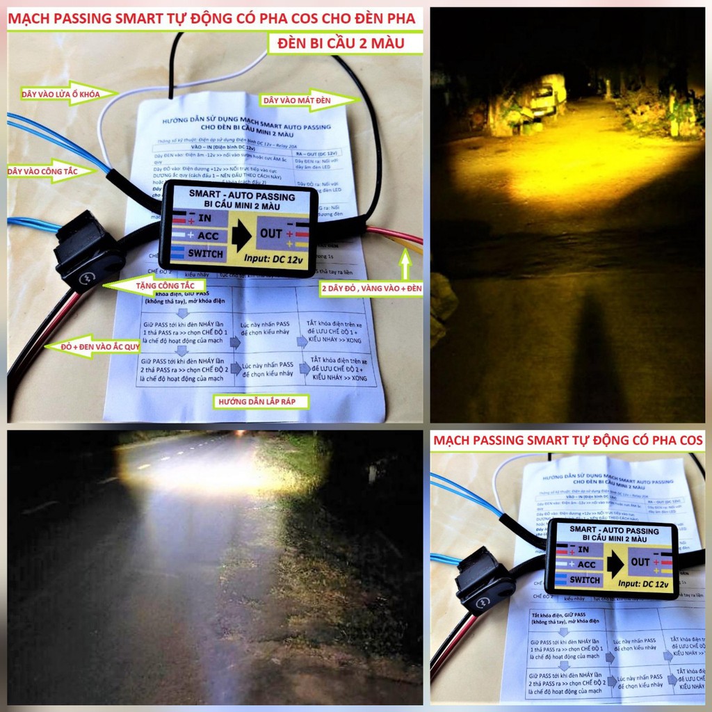 Mạch Passing Tự Động Cho Đèn Trợ Sáng Mini Bi Cầu Xe Máy – Auto Passing Nháy Đá Pha Cảnh Báo An Toàn