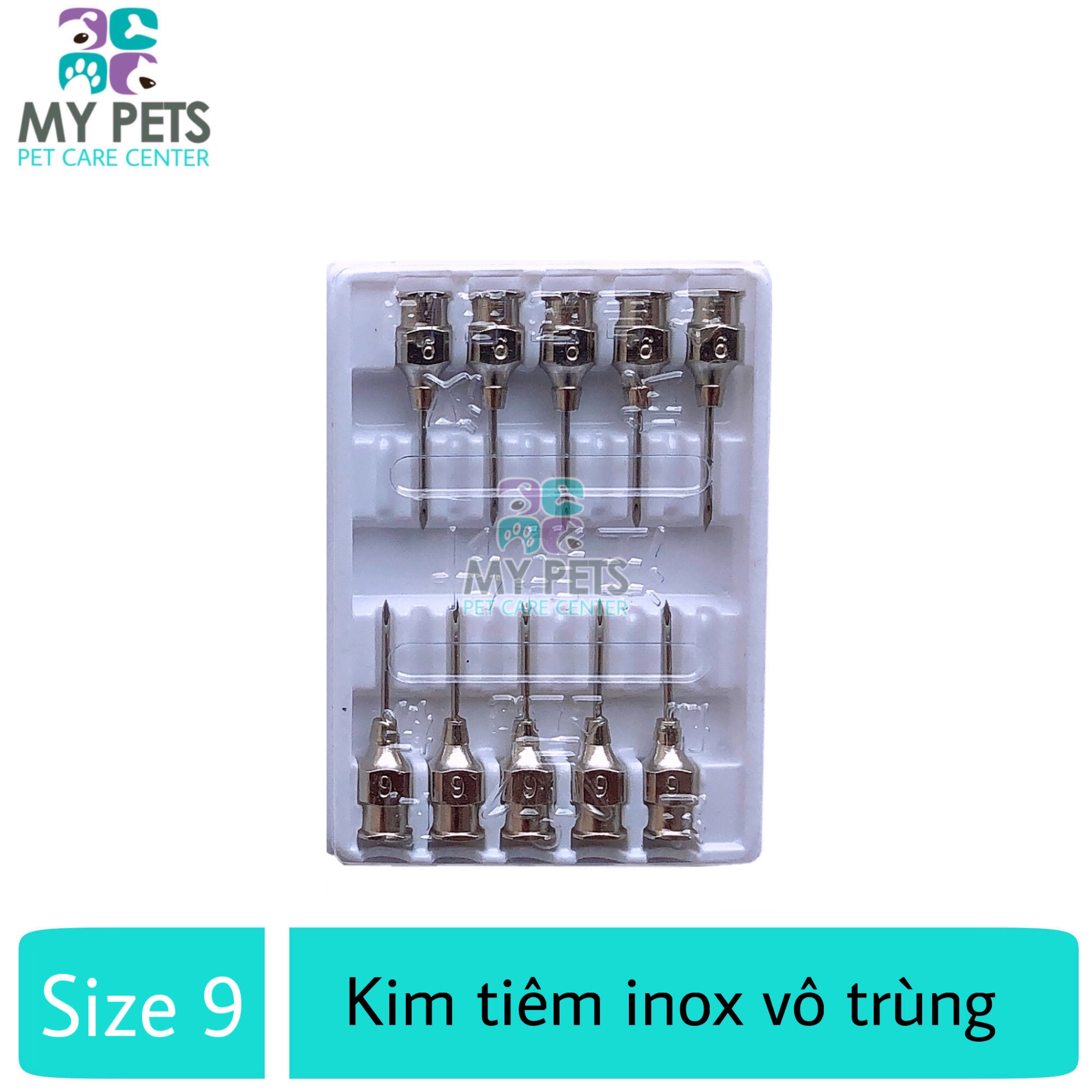 Kim tiêm inox vô trùng dùng trong thú y (Size 9) - 1 vỉ X 10 kim