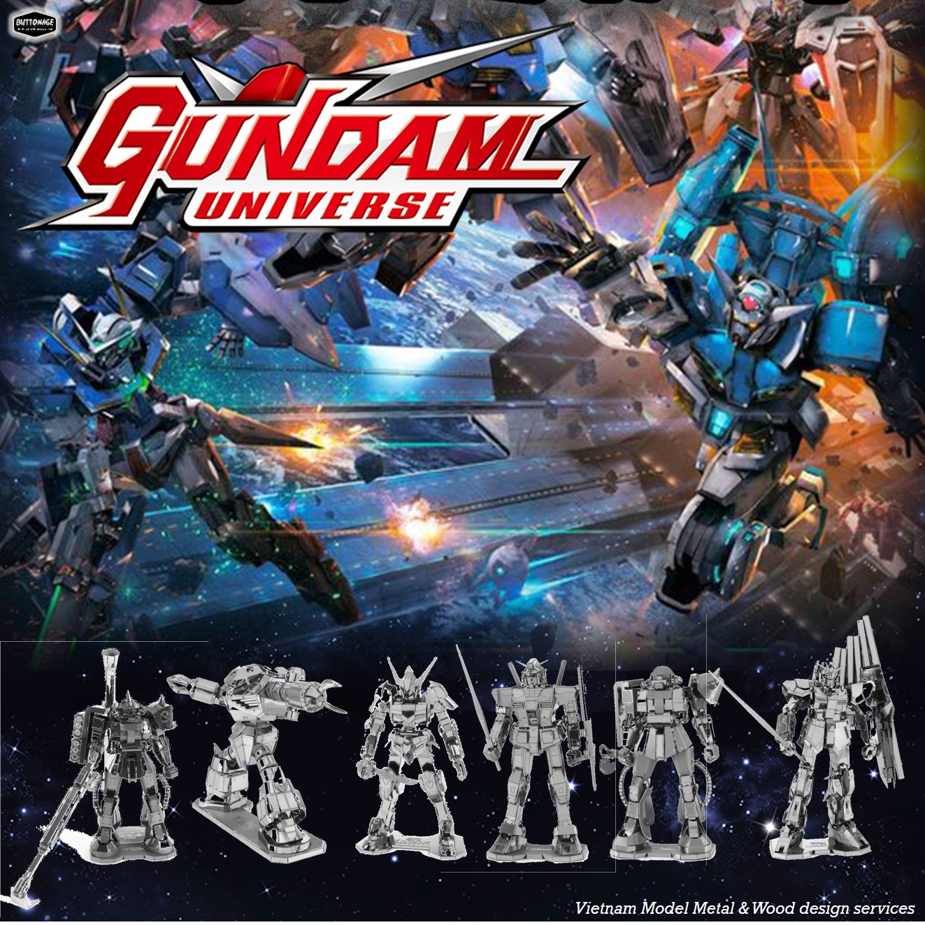 Mô Hình Lắp Ráp 3d Người Máy Gundam (Kim loại lắp ghép 3D)