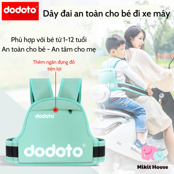 Đai địu đi xe máy Dodoto cho bé từ 1 - 12 tuổi đai địu ngồi xe máy đeo vai thắt lưng đai ngực đai địu chống ngã cho bé [Mikit-House]