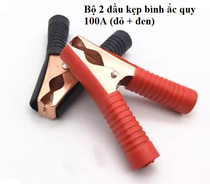 4 đầu kẹp bình ắc quy 100A (đỏ + đen) - Kẹp cá sấu