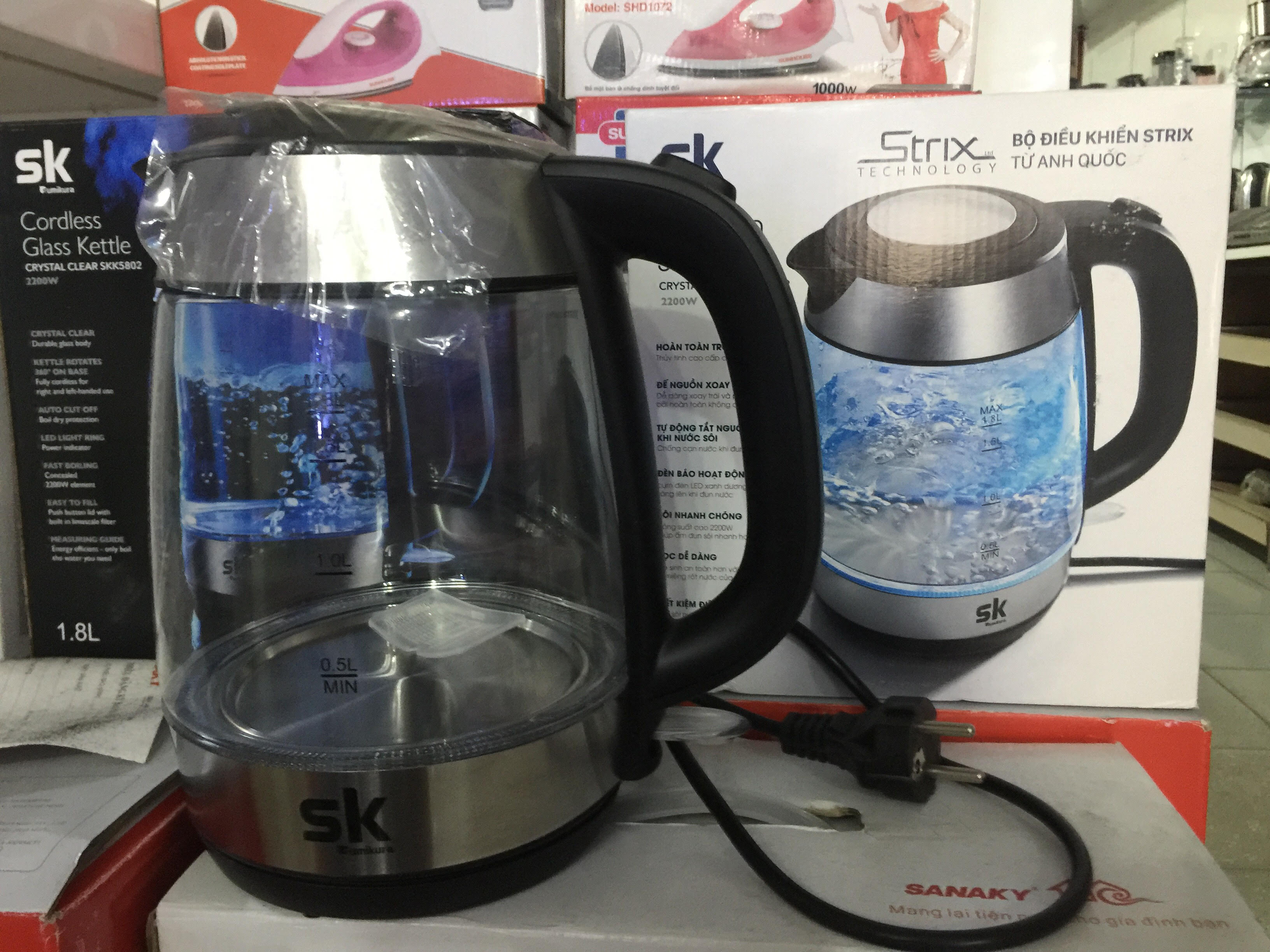 Ấm đun siêu tốc thủy tinh Sumikura SkK 5802