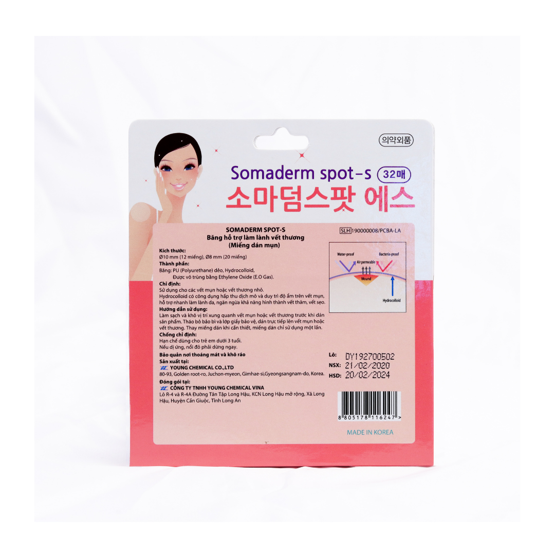 Miếng Dán Mụn Somaderm Spot S (2 size – 32 miếng)