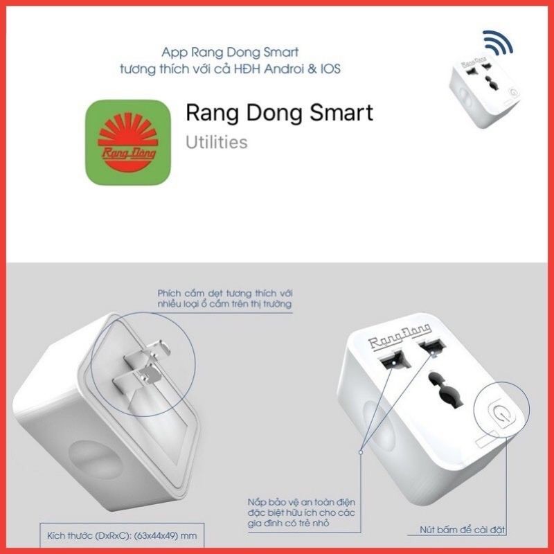 Ổ cắm wifi Rạng Đông 16A tự hẹn giờ