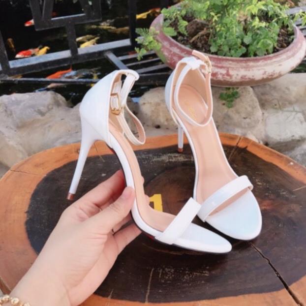 HOÀN TIỀN 15% - Hình thật- sandal cao gót nữ trắng 9p cực đẹp-giày cao gót full size 35-39