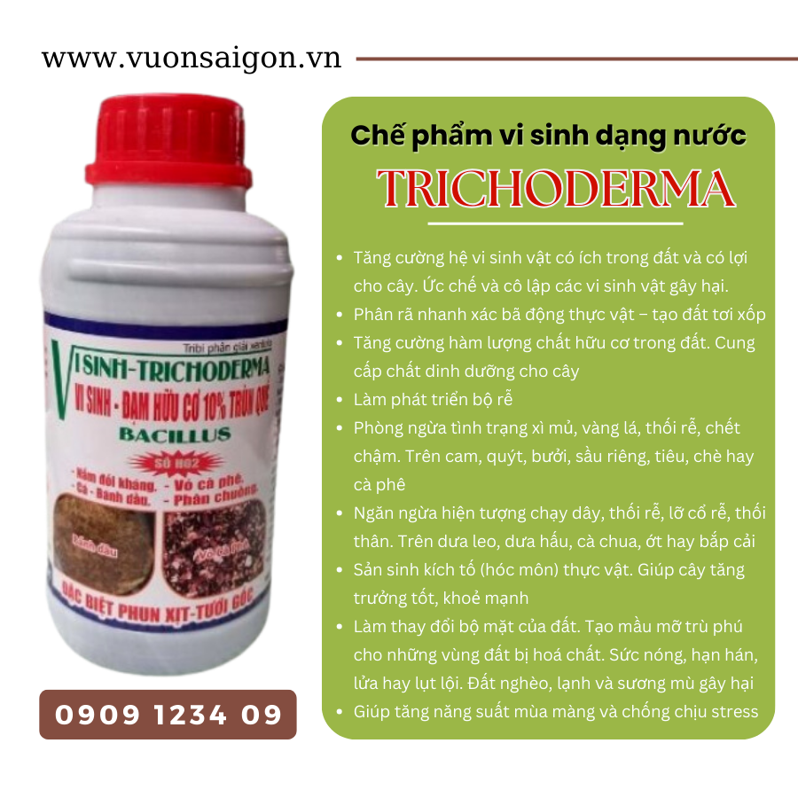 Chế phẩm vi sinh Tricho dạng nước 500ml - Worm trichoderma dùng ủ phân, rác thải hữu cơ nhanh chóng hạn chế mùi hôi (Vườn Sài Gòn - Vuon Sai Gon) .