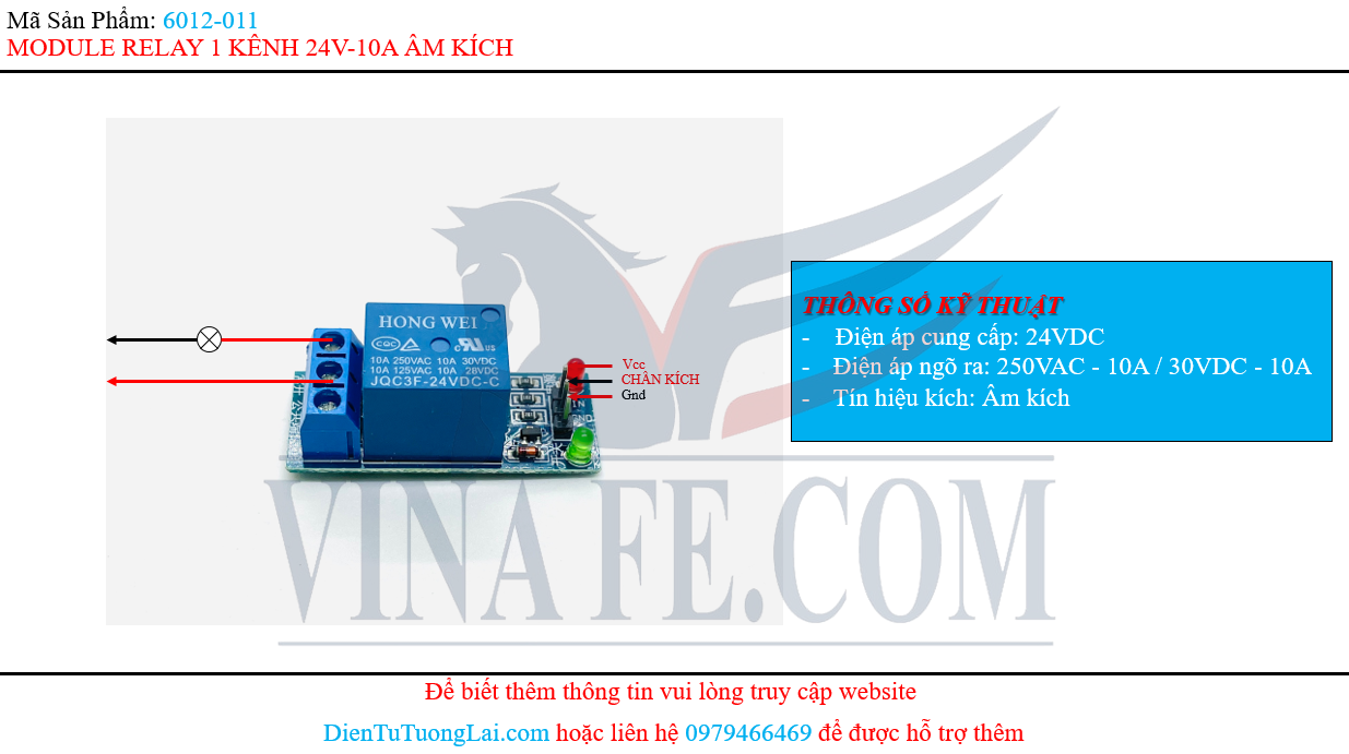 Module RELAY 1 Kênh 24V-10A Âm Kích
