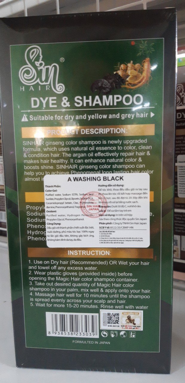 DAU GOI NHUOM TOC SIN HAIR 500ML ( ĐEN/ NÂU)