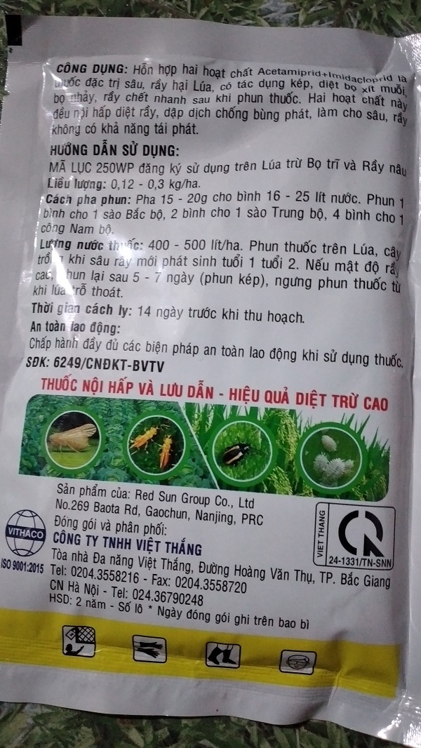 Sản phẩm trừ rệp sáp MÃ LỤC 250WP - gói 100G