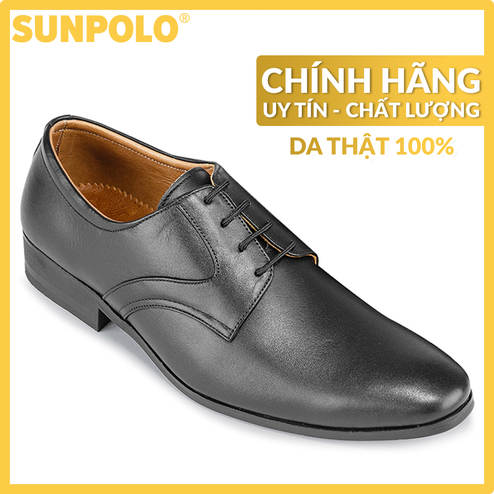 Men leather formal shoes SUNPOLO SUKT111DN (black, brown)