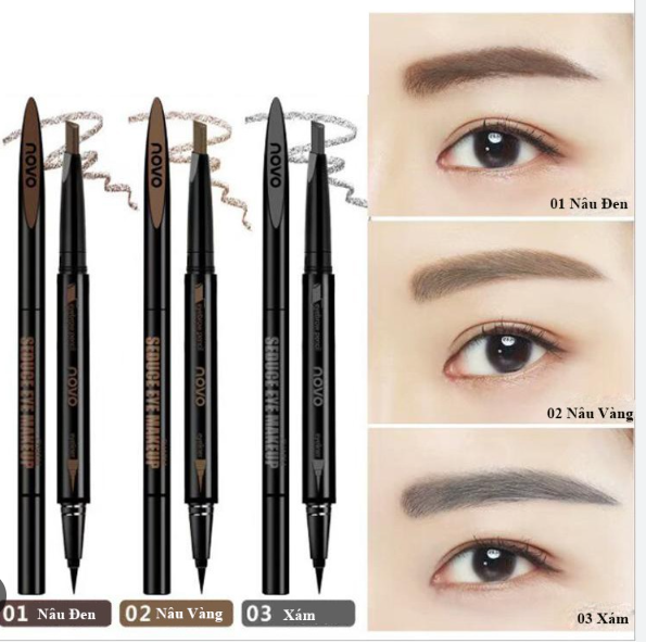 Chì Kẻ Mày 2 Đầu NoVo Makeup Seduce (Kẻ Mày + Kẻ Mắt)