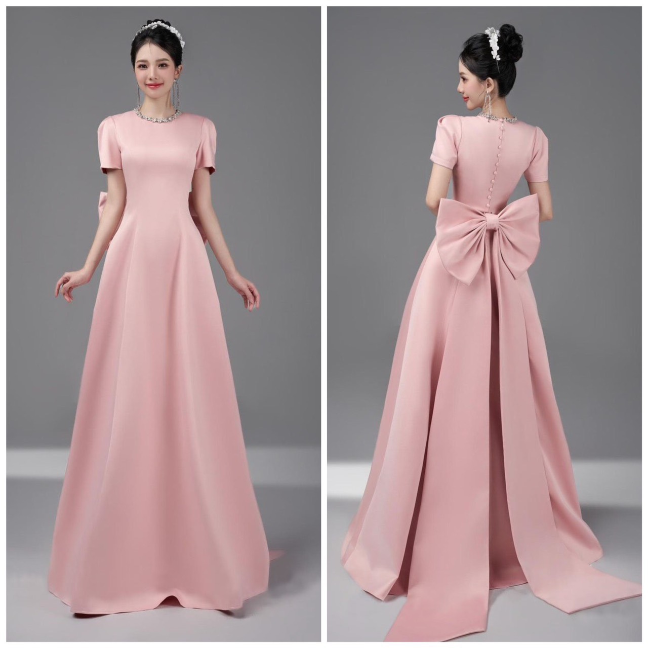 Đầm maxi dạ hội tripble t dress kết đá cườm sang trọng tay phồng - ms239y - size s/m/l