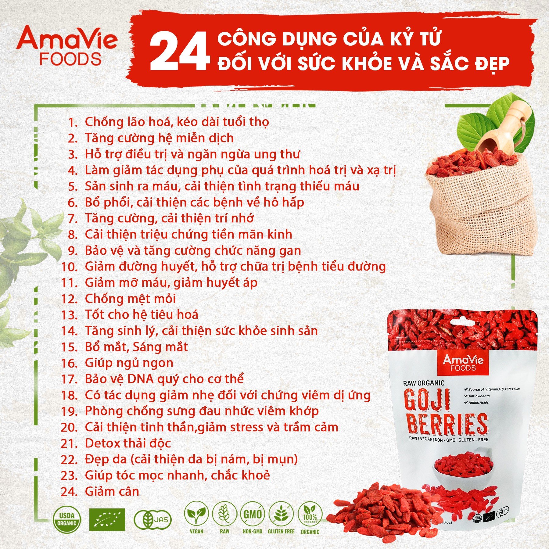 Kỷ tử hữu cơ Ninh Hạ Organic Goji Berries C'Lavie/ Organic Life