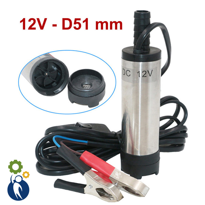 Máy Bơm Chìm Bơm Dầu Bơm Nước Mini Phi 51mm 12V