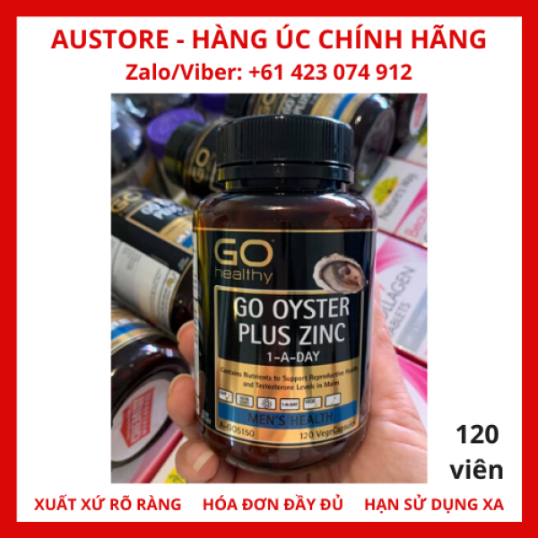 [Bill Úc, 120 viên] Tinh Chất Hàu & Kẽm GO Healthy Oyster Plus Zinc 1-A-Day 120 Vege Capsules, hỗ trợ nam giới tăng cường sinh lý với liều dùng 1 viên/ngày nhập khẩu