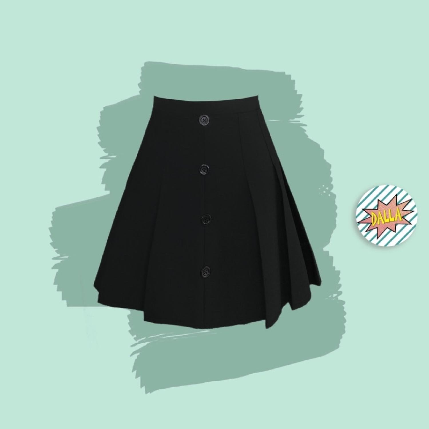 DALLA Chân váy xếp ly tennis đen (CVTN01)