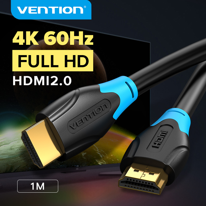 Cáp HDMI 2.0 hỗ trợ 3D, 4K 60Hz 1-3m - Dây cáp HDMI to HDMI đầu mạ vàng chuẩn 2.0 tốc độ cao cho máy tính, laptop, máy chiếu chính hãng Vention AACB BH 12T - Cable HDMI Monitor Video 4k