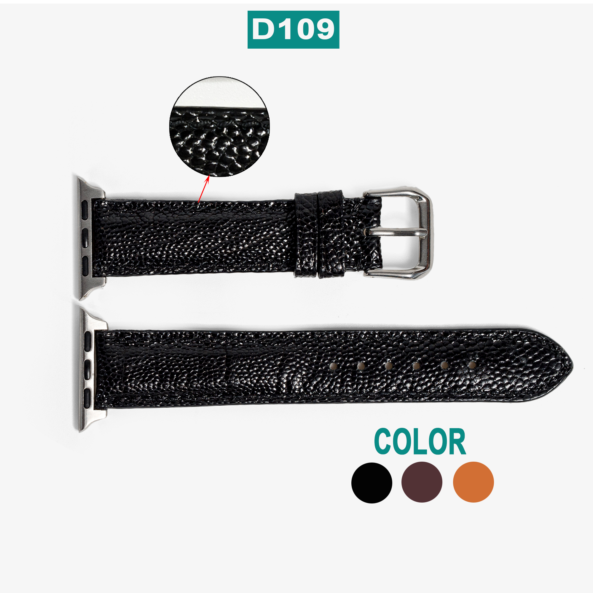 Dây apple watch da đà điểu D109-da thật-khâu tay thủ công cao cấp, dây đeo apple watch series 3-series 4-series 5-series 6-se size 38mm-40mm-42mm-44mm, tặng tháo chốt, thương hiệu Bụi leather chuyên đồ da thật