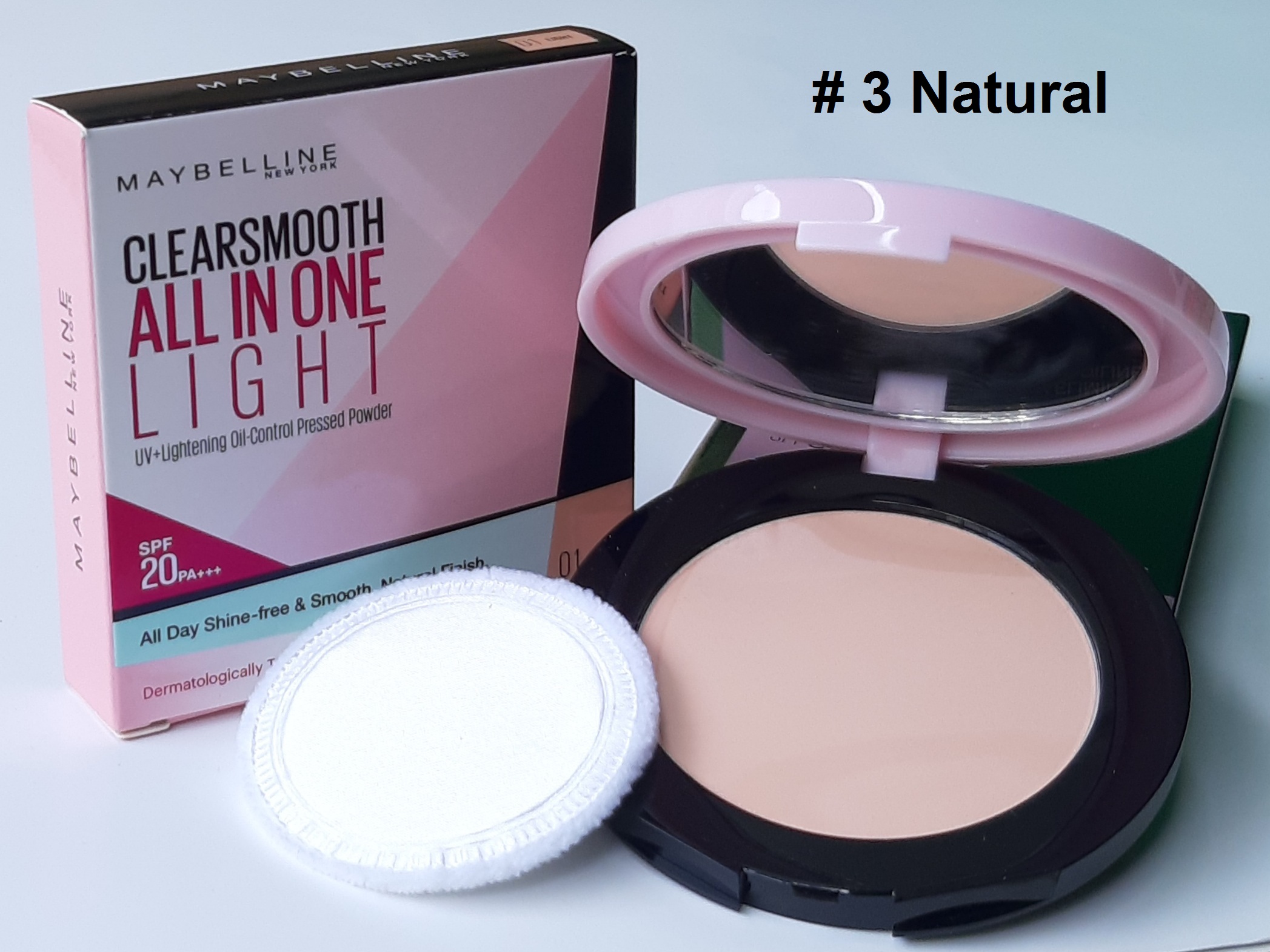 [#3 Natural tự nhiên] Phấn phủ mịn da kiê-m dâ-u ngăn bóng nhờn Maybelline New York Clear Smooth All In One Pressed Powder 9g