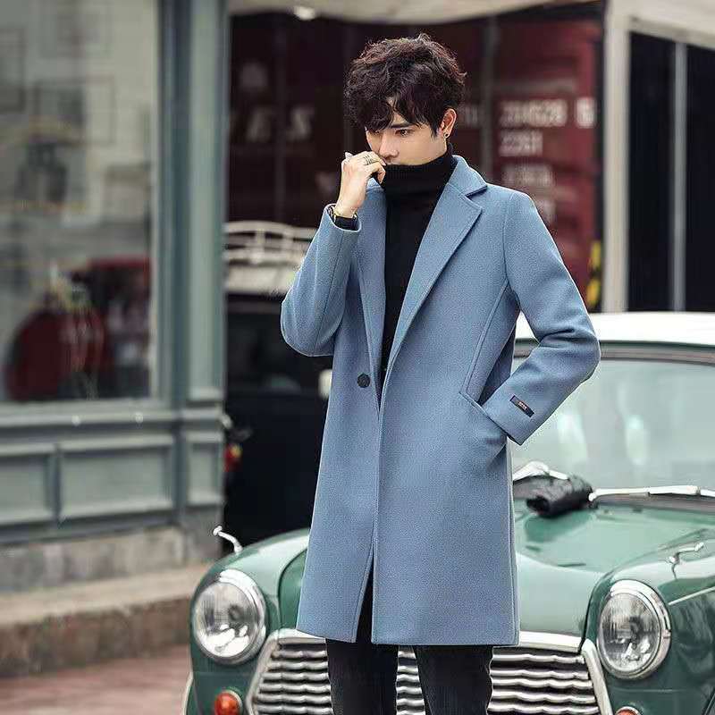 Áo khoác dạ dáng dài vừa tôn dáng phong cách hàn quốc mùa thu đông áo gió dạ áo khoác len dày dặn cotton mùa đông nam