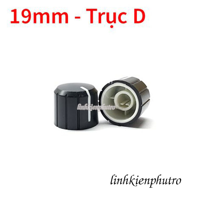 Combo 5 núm chiết áp thân đen chỉ trắng 19mm - trục d t017c