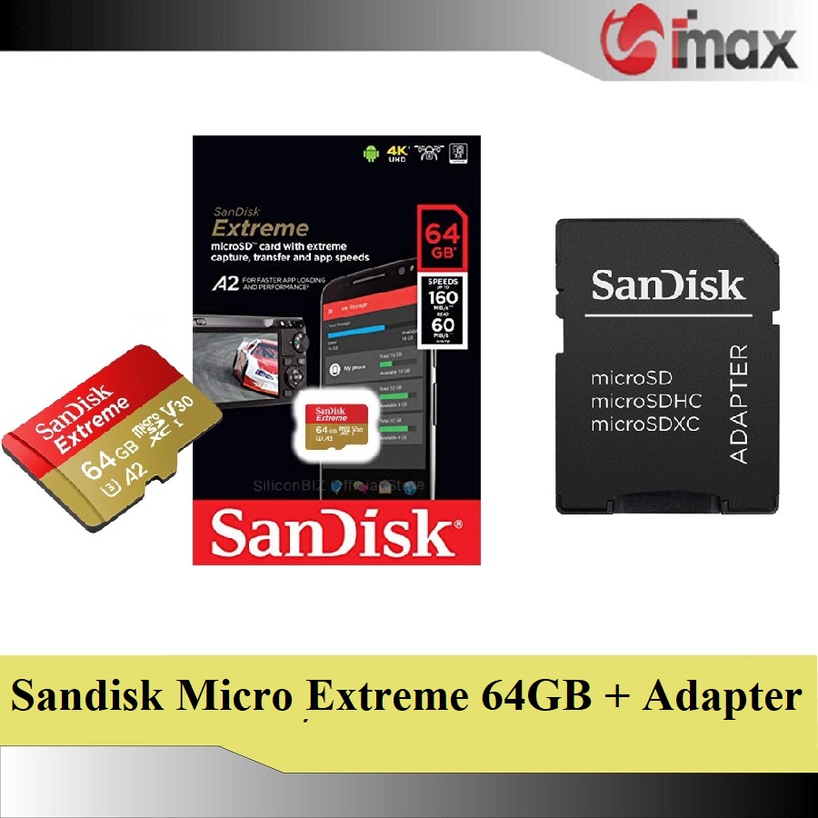 Thẻ nhớ sandisk micro sdxc extreme 64gb + adapter