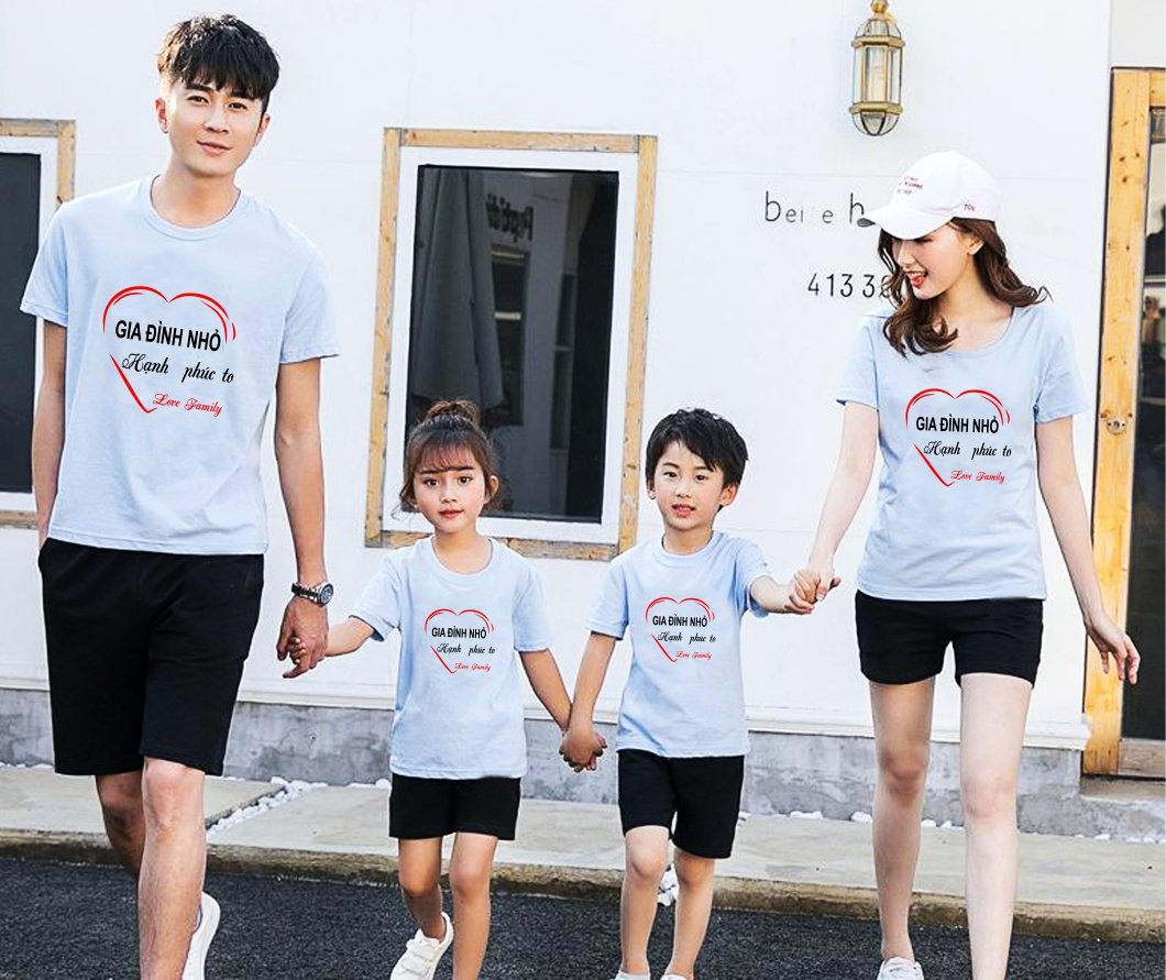 Áo gia đình 3 4 5 người cổ tròn phông rộng chất liệu thun co giãn 4 chiều mềm mịn không xù lông thoải mái khi mặc SAGO TSHIRT GDCT03
