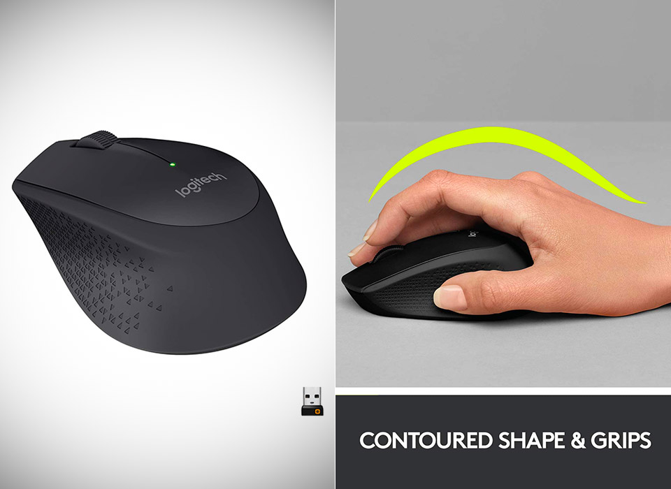 Chuột không dây Yên lặng Logitech M331 Silent Plus - Kết nối cổng USB - Bảo hành 12 tháng