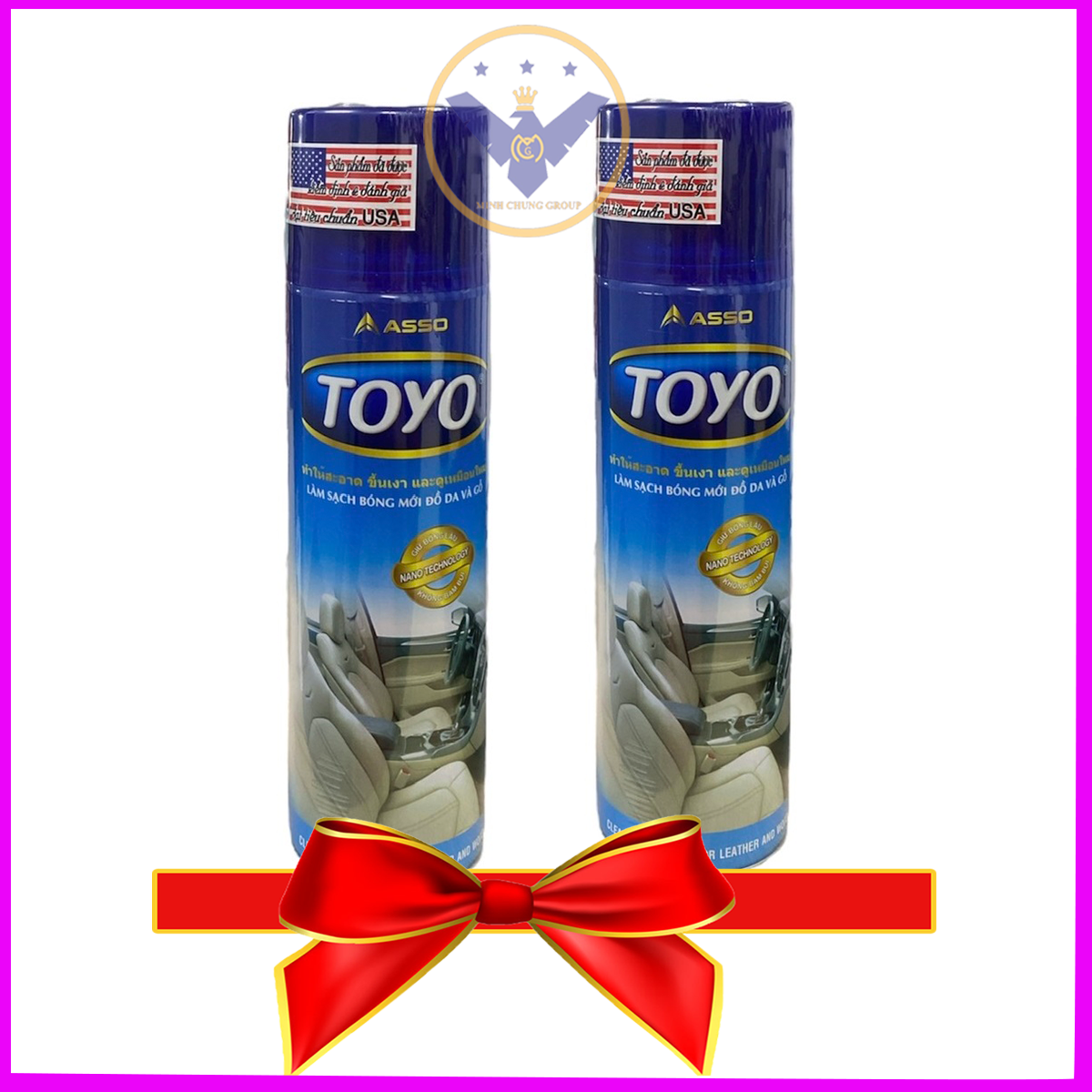 Combo 2 Bình xịt dưỡng bóng da, nhựa đen, nhựa màu nội thất ô tô toyo 500ml