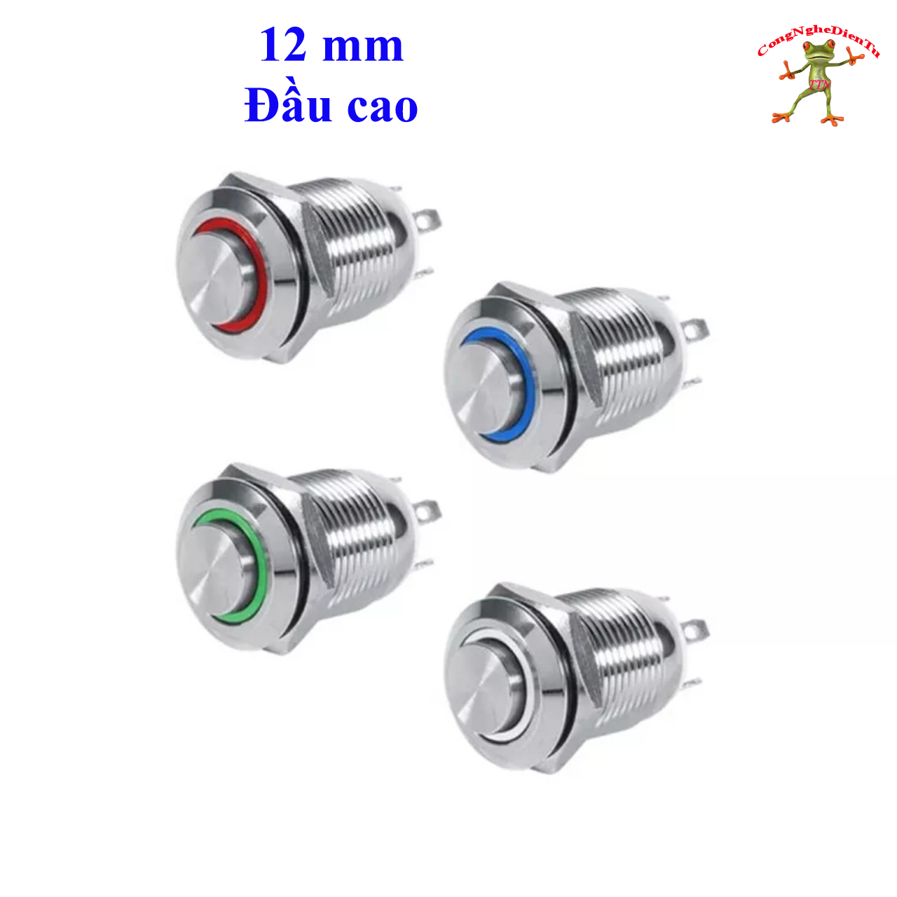 Nút nhấn 12mm led chống nước (nhấn vào tự nhả ra) 12v- 24V