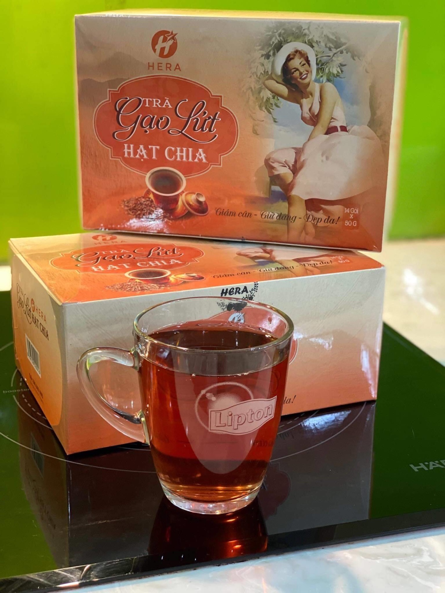 TRÀ GẠO LỨT HẠT CHIA HERA [ TẶNG BÌNH ]