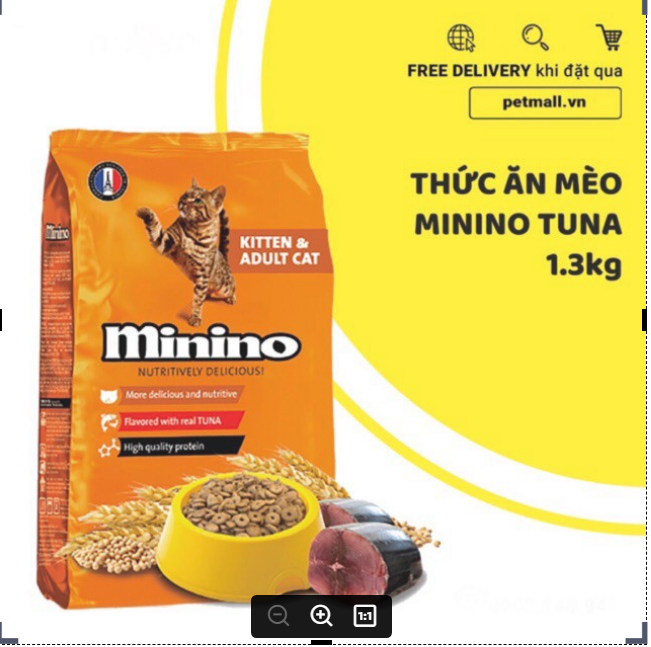 Hạt Thức ăn mèo MININO TUNA 1.3kg