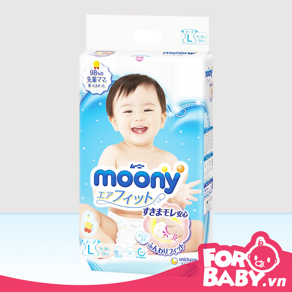 [HCM] Tã dán Moony NB90/S84/M64/L54