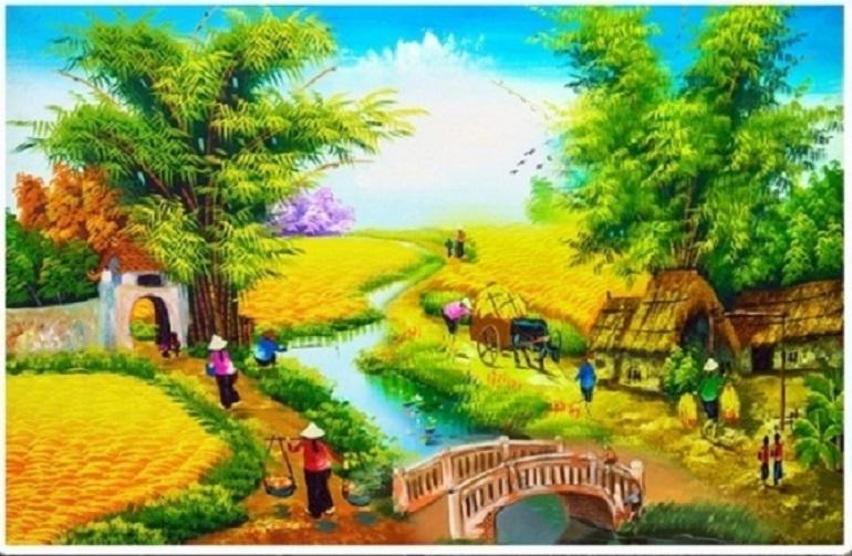 [HCM]Tranh đính đá Quê em mùa lúa chín - LV245