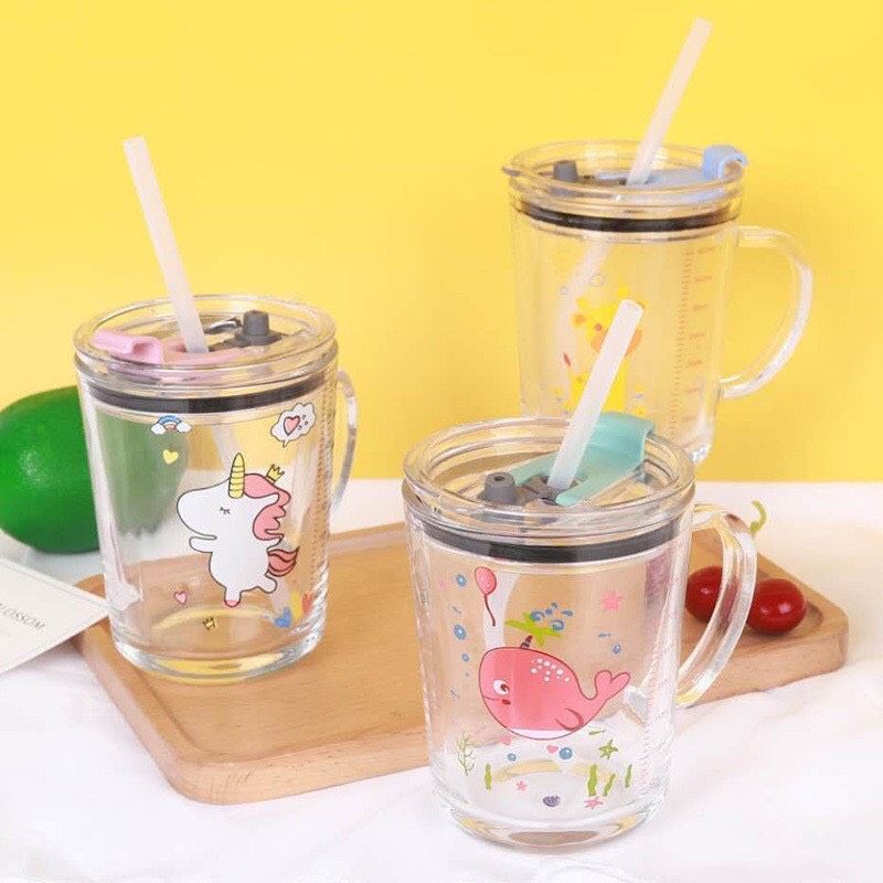 Cốc thủy tinh pha sữa/ uống nước có vạch chia ml