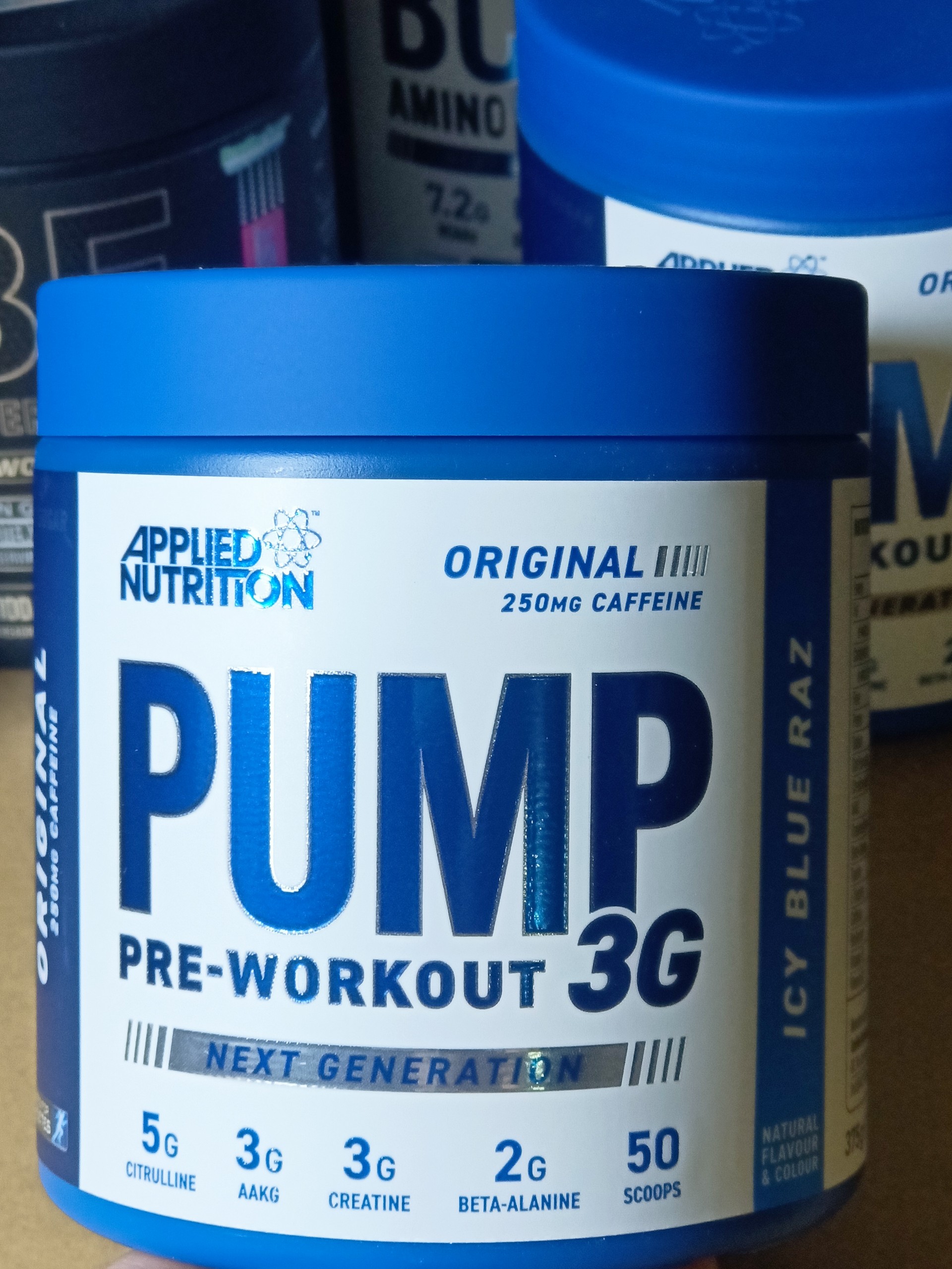 Pump 3G Pre Workout Applied Nutrition 50 scoops vị Icy Blue Raz