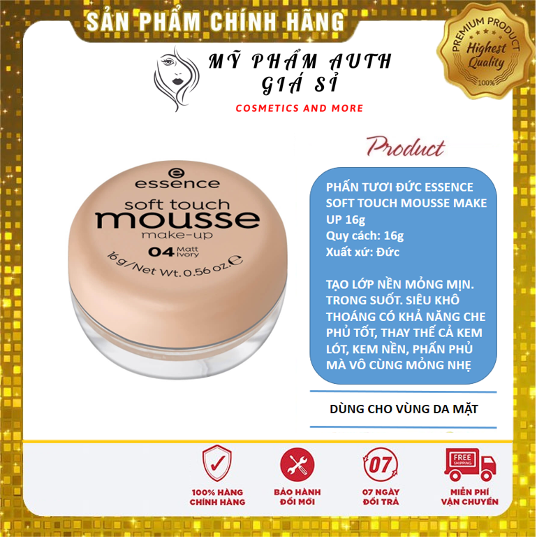[CHÍNH HÃNG GIÁ SỈ] PHẤN TƯƠI ĐỨC ESSENCE SOFT TOUCH MOUSSE MAKE UP 16g