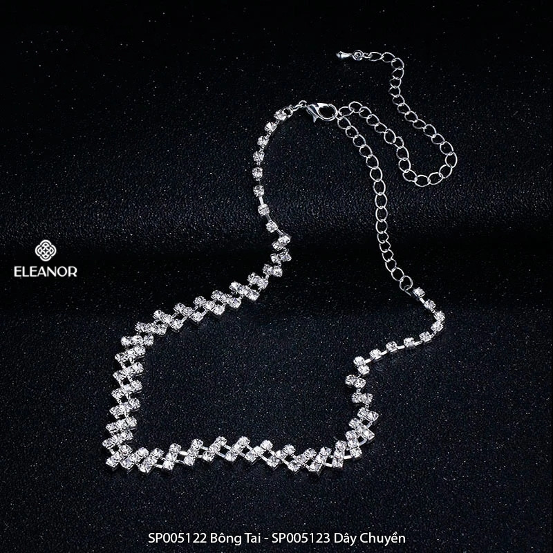 Dây chuyền bông tai nữ Eleanor Accessories bộ trang sức đính đá lấp lánh phụ kiện trang sức 5122
