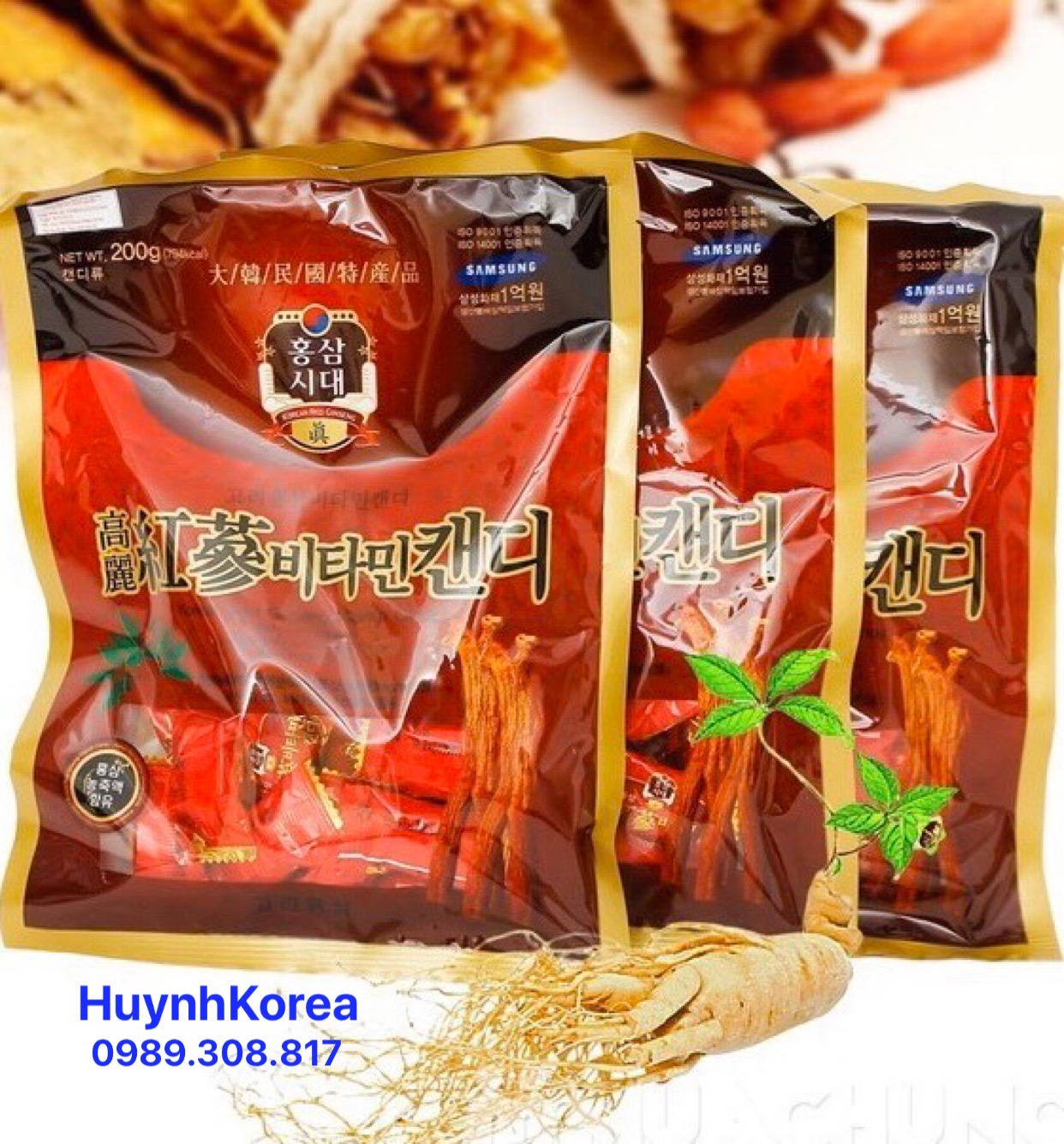 Kẹo sâm vitamin có đường loại ngon 200g Hàn Quốc ( KẸO CỨNG)