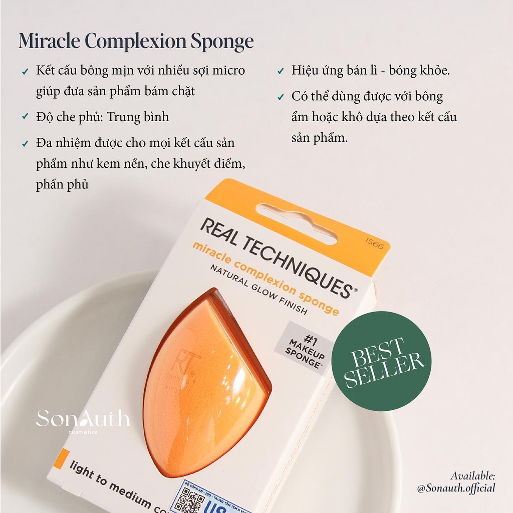 Bông tán nền Real Techniques Miracle Complexion Sponge