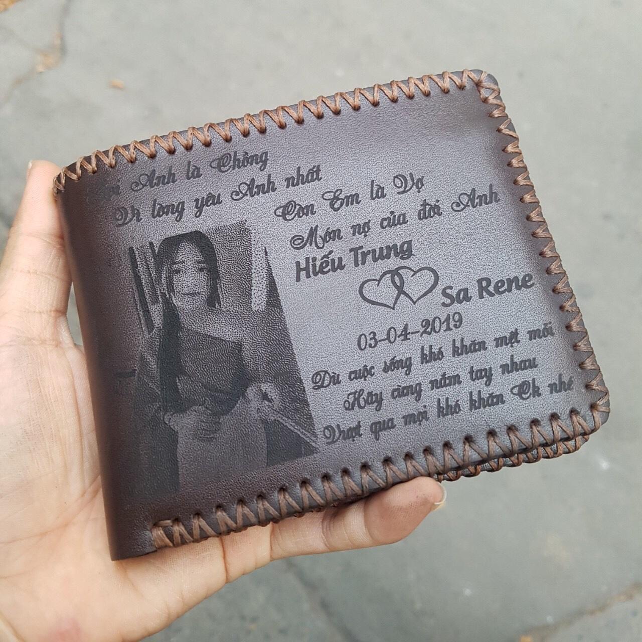 [HCM]Ví Da Bò Hammer Khâu Tay 100% Khắc Laze Tên Hình Theo Yêu Cầu