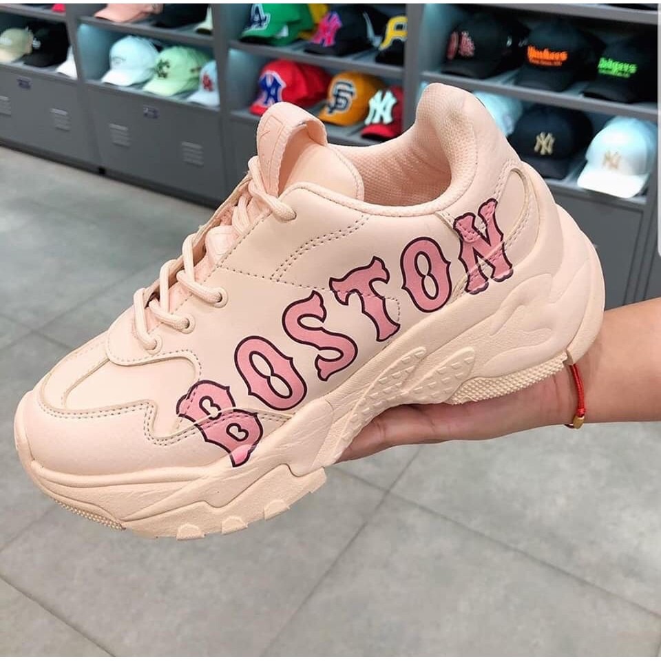 Giày thể thao Mlbs nữ màu hồng kem cao cấp, đế cao 5cm, nhẹ,form ôm, tôn dáng, dễ phối đồ