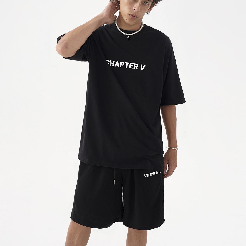 Quần short thun thể thao màu đen - CHAPTER V Black Short Pant