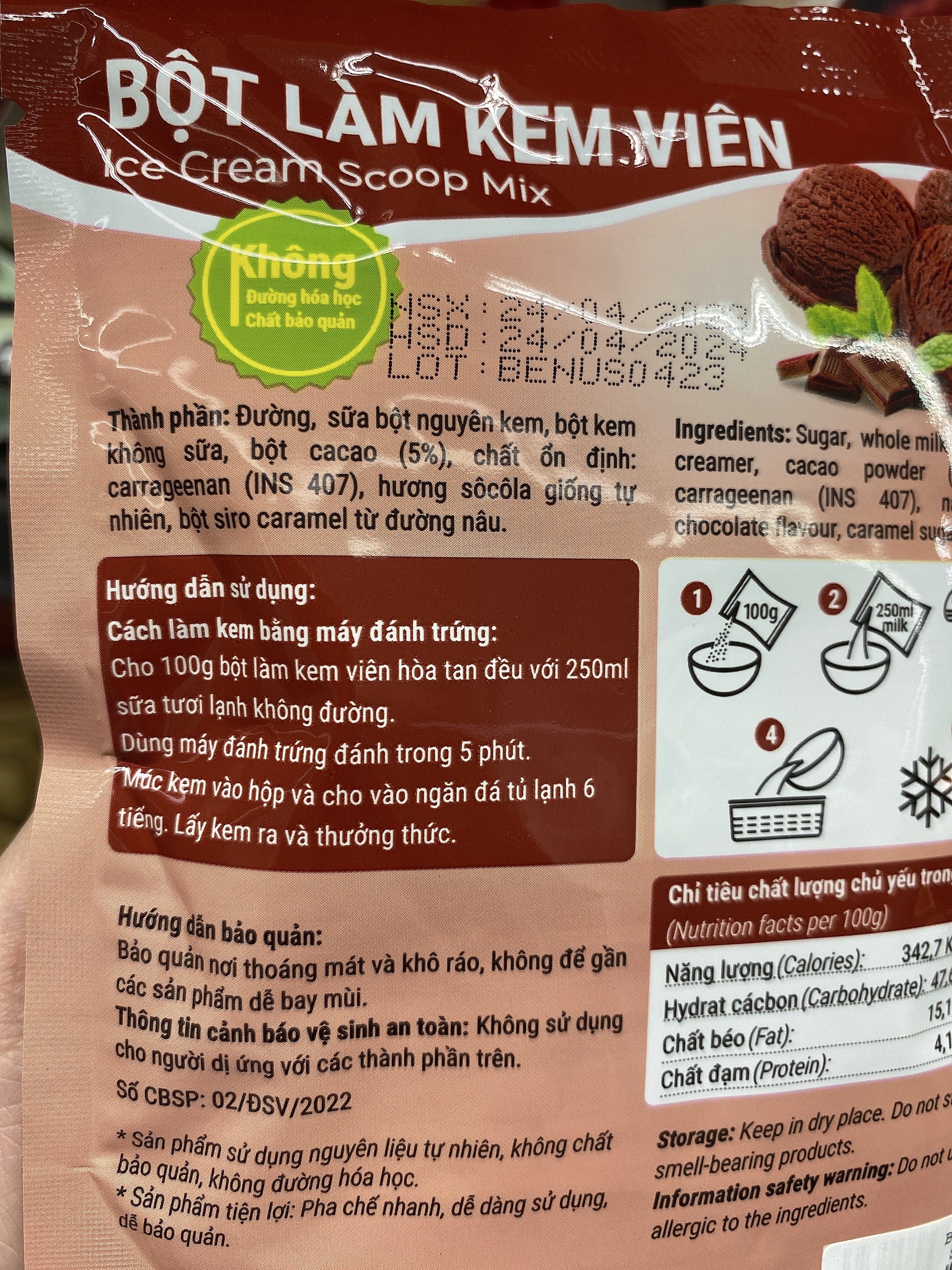 Bột Làm Kem Viên SôCôLa (100g)