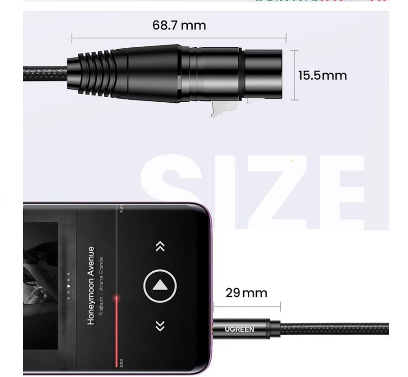 Cáp Audio 3.5mm sang XLR (Female) Ugreen ( 1M 20763 / 2M 20244 ) Hỗ trợ HiFi Chính Hãng